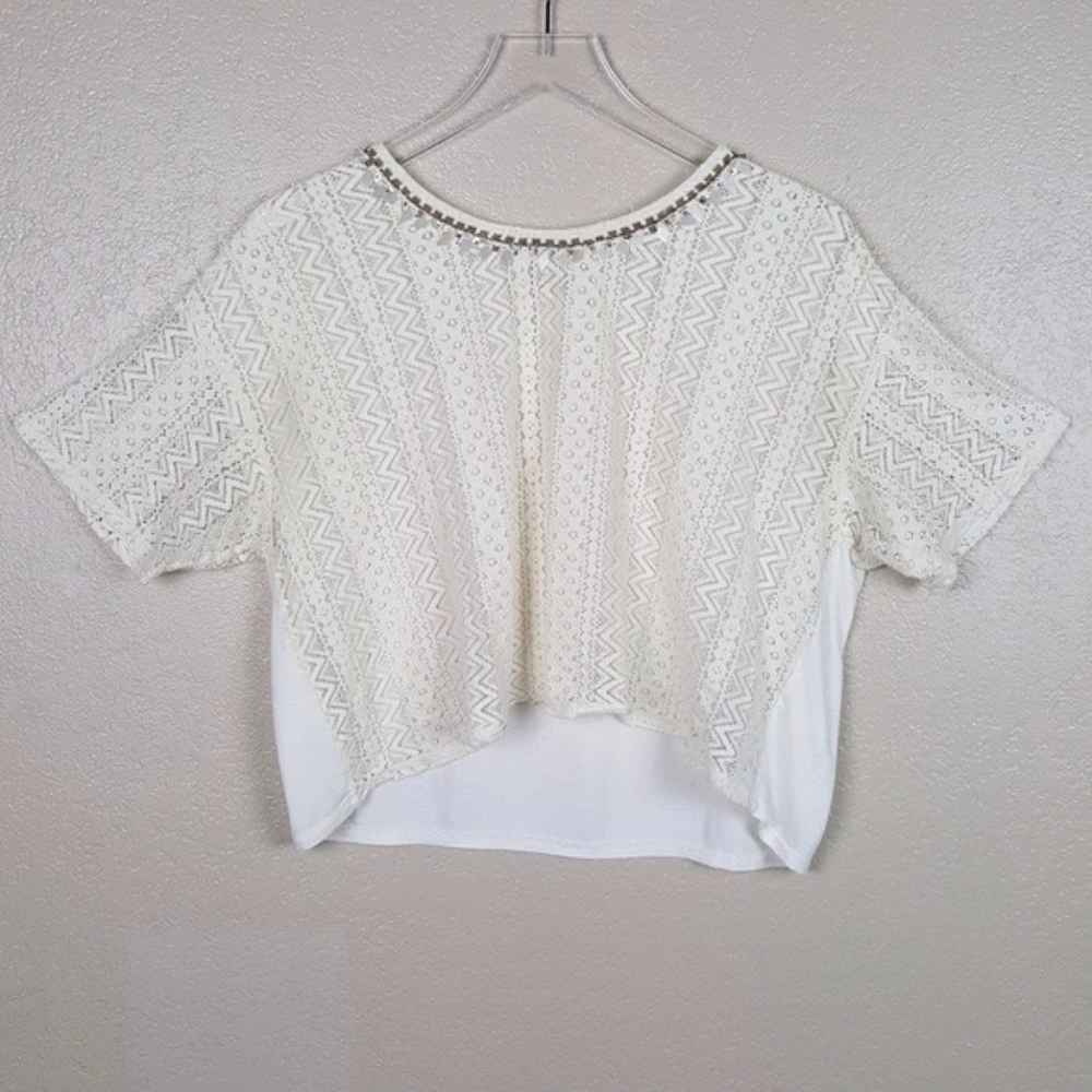 Hollister Crochet Lace High Low Boho Crop Top L